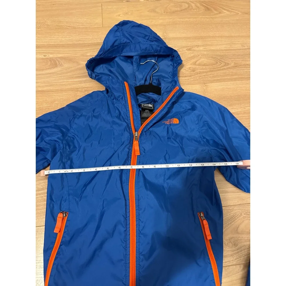 The North Face Kids Hydrenalite Blue Orange Full Zip Hooded Windbreaker Jacket M